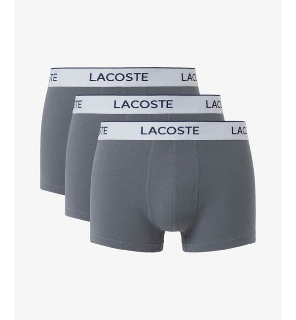 LACOSTE「配色ロゴウエストバンドトランクショーツ3枚セット」|インナー|グレー