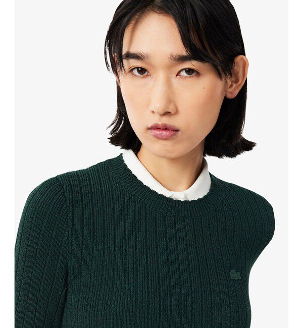 LACOSTE「ハイゲージリブニット半袖セーター」|ニット・セーター|