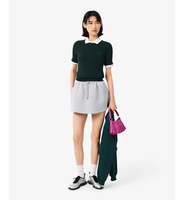 LACOSTE「ハイゲージリブニット半袖セーター」|ニット・セーター|