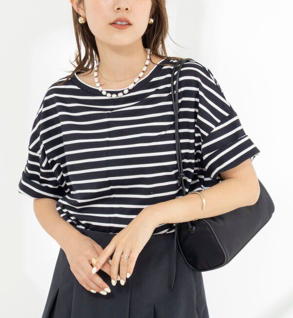 NOLLEY'S「【WEB限定】ウォッシャブルリヨセル綿オトナT」|Tシャツ・カットソー|ネイビー系3