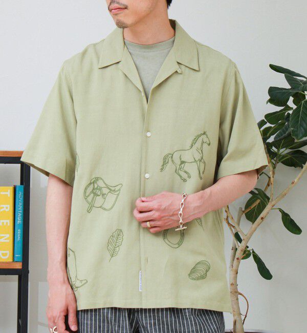 GLOSTER「【GEVACO/ゲバコ】刺繍オープンカラーシャツ」|シャツ・ブラウス|