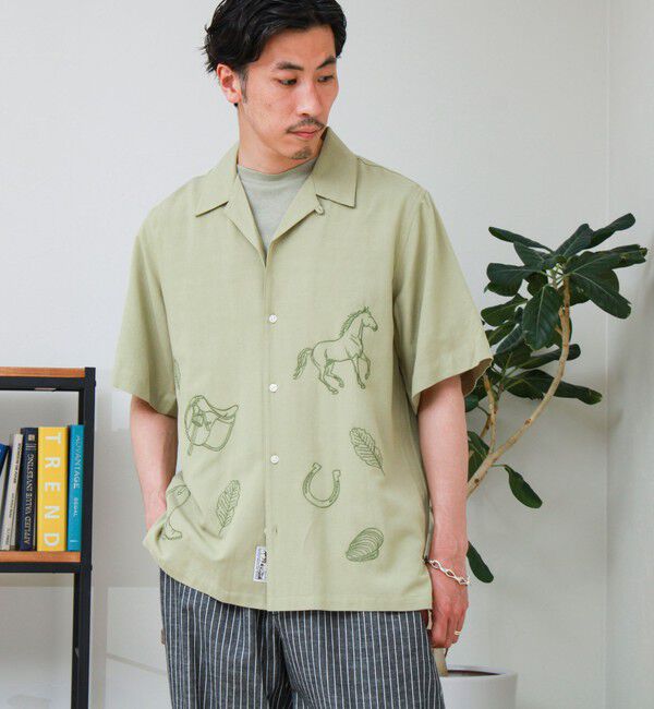 GLOSTER「【GEVACO/ゲバコ】刺繍オープンカラーシャツ」|シャツ・ブラウス|