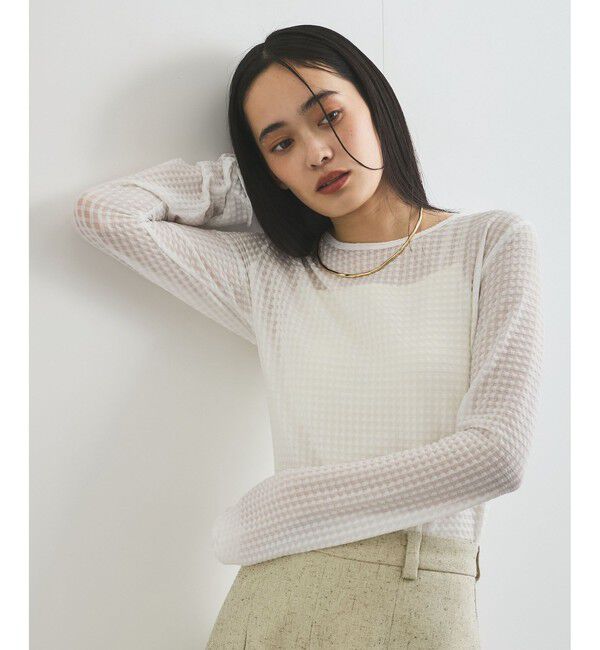 VIS「クルーネックインナートップス（レース・チェック・ラメ・シアー）」|Tシャツ・カットソー|ホワイト系(11)
