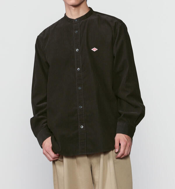 DANTON「DANTON | コーデュロイ バンドカラー長袖シャツ MEN」|シャツ・ブラウス|CHARCOAL