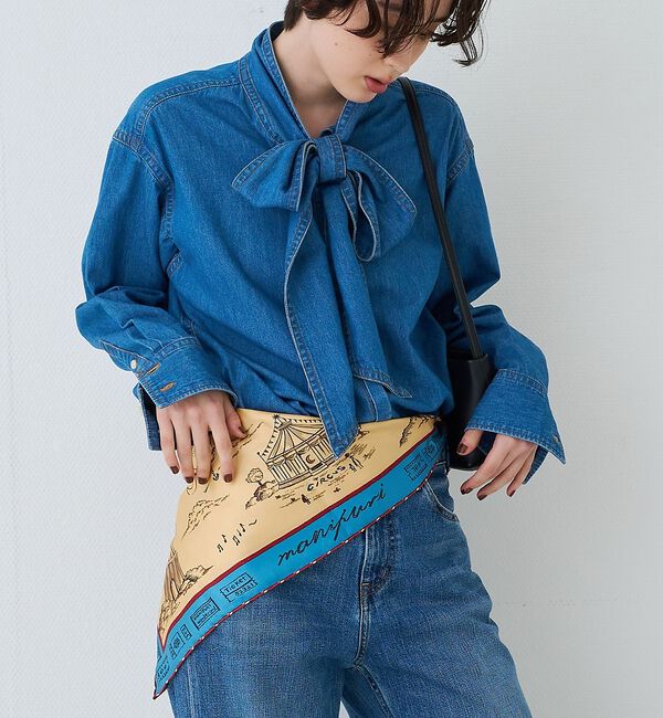 Rouge vif「【manipuri/マニプリ】65&times;65 スカーフ ワンダーランド/シルク/バン」|バンダナ・スカーフ|ブルー
