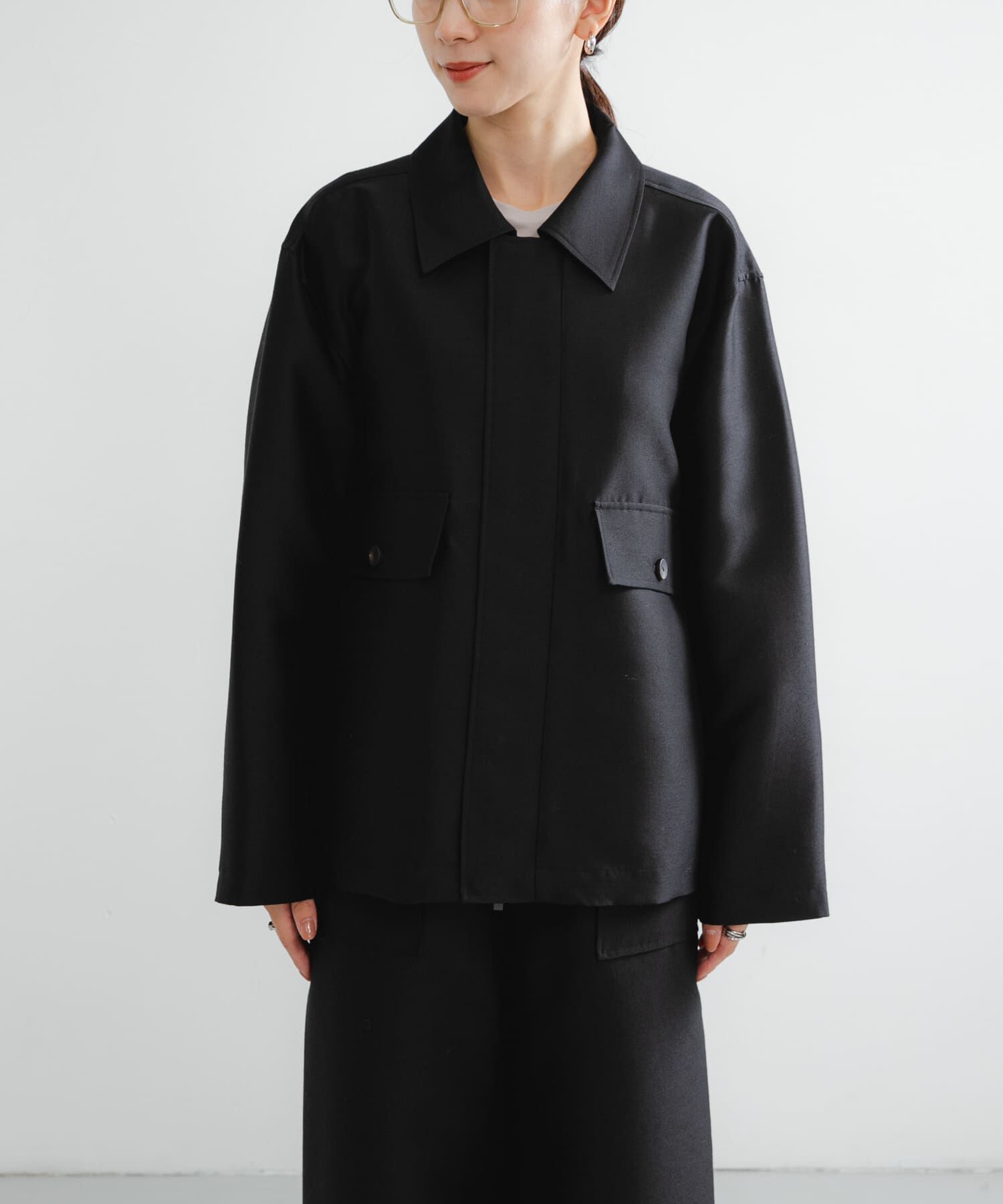 URBAN RESEARCH「new basic　WOOL SILK BOX JACKET」|ノーカラーコート|