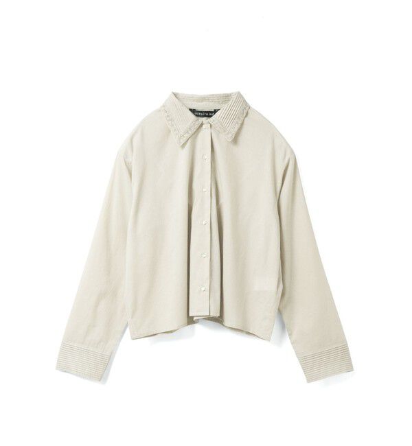 mizuiro ind「mizuiro ind ピンタックカラーシャツ」|シャツ・ブラウス|ベージュ