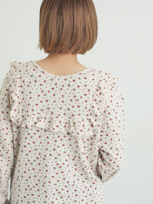 Samansa Mos2「ワッフルローズ柄前後2WAYカットソー」|Tシャツ・カットソー|