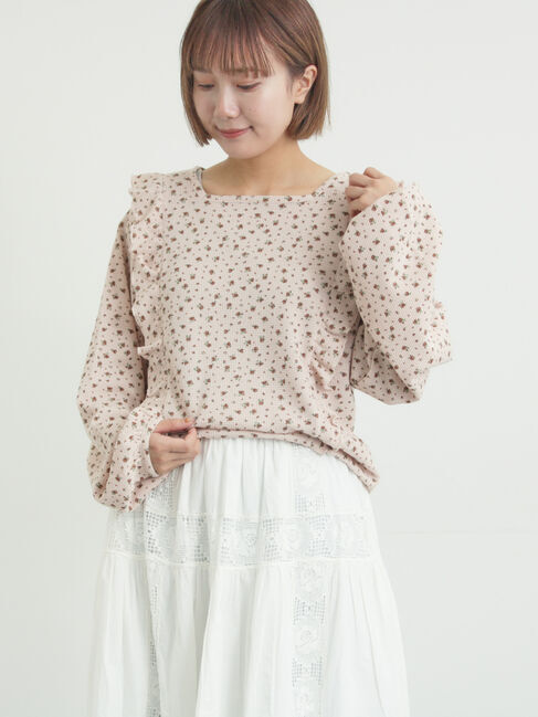 Samansa Mos2「ワッフルローズ柄前後2WAYカットソー」|Tシャツ・カットソー|