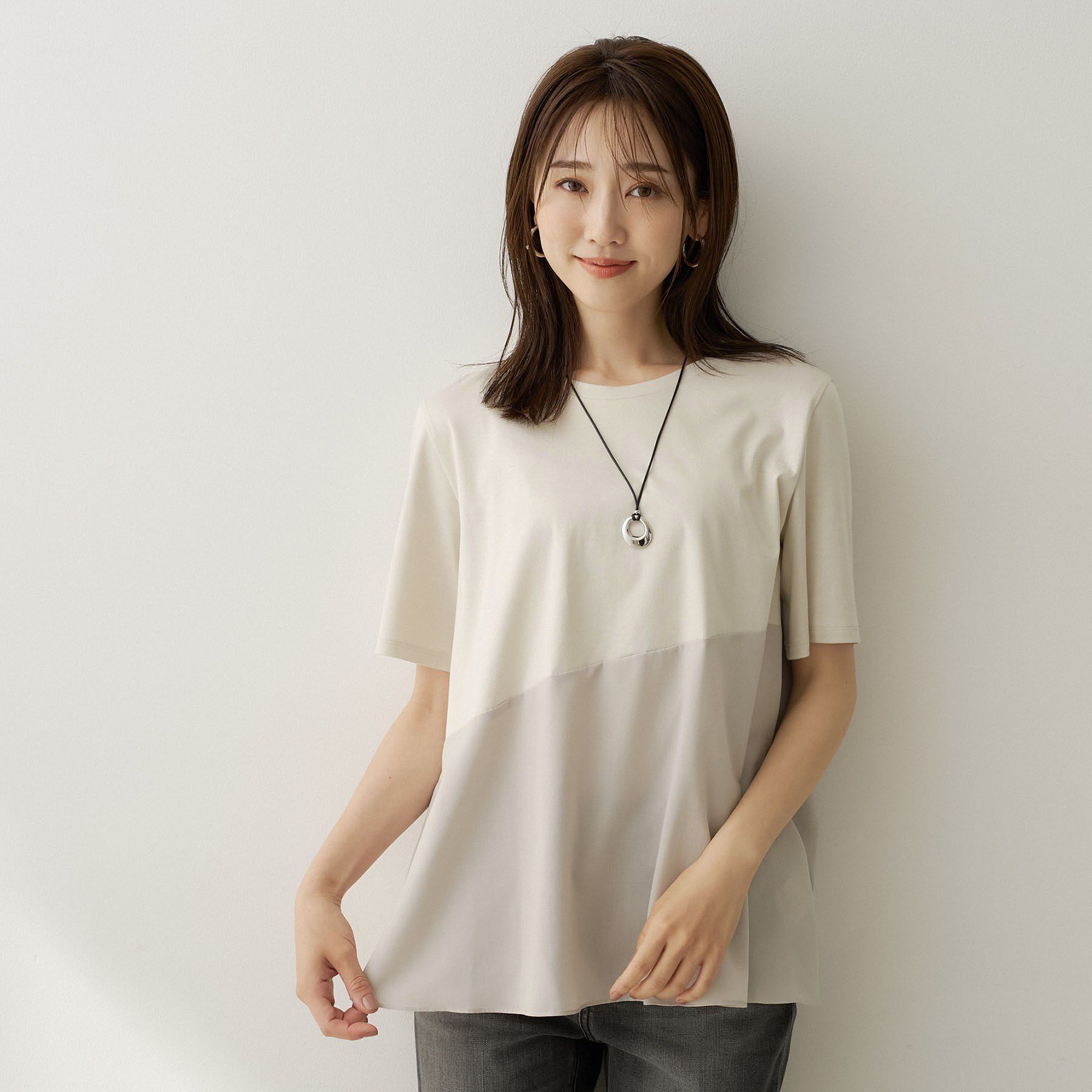 UNTITLED「【Tシャツ】異素材ドッキングプルオーバー」|Tシャツ・カットソー|