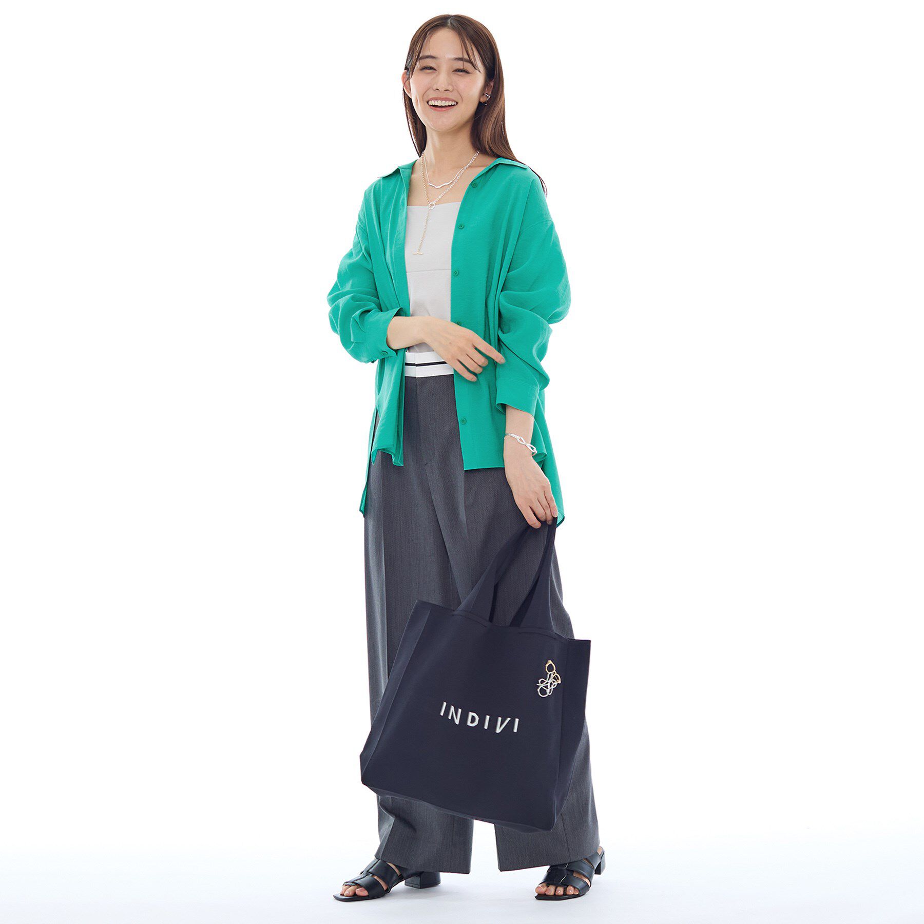 INDIVI「【体型カバー／清涼感】シアーオーバーシャツ」|シャツ・ブラウス|
