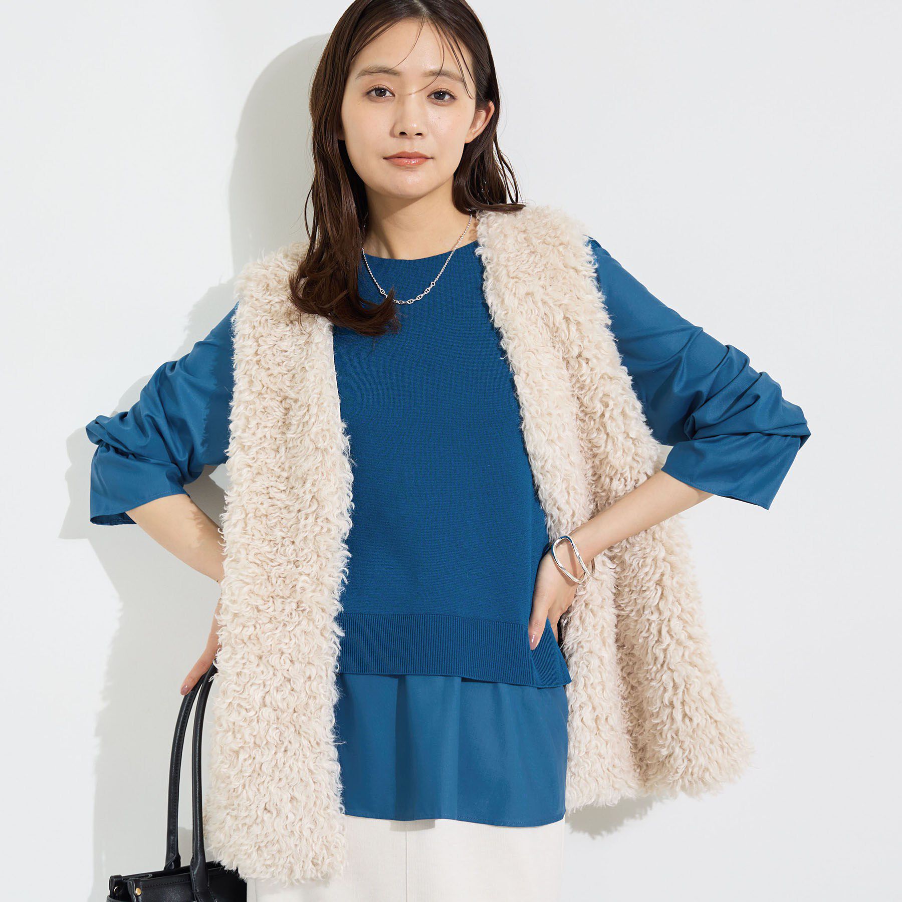 INDIVI「【洗える／1枚でコーデ完成】重ね着風ニットトップス」|Tシャツ・カットソー|