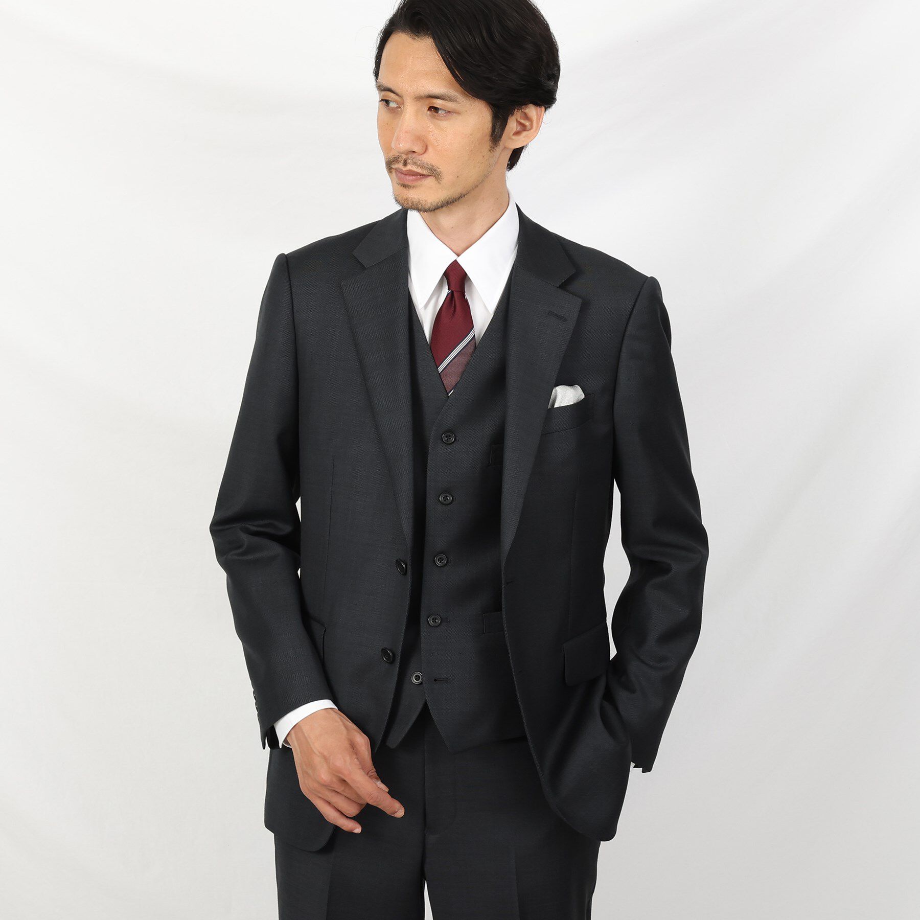 TAKEO KIKUCHI「【Three by Three】シャイニーシャークピンヘッド ベスト / 3ピース対応」|スーツ|