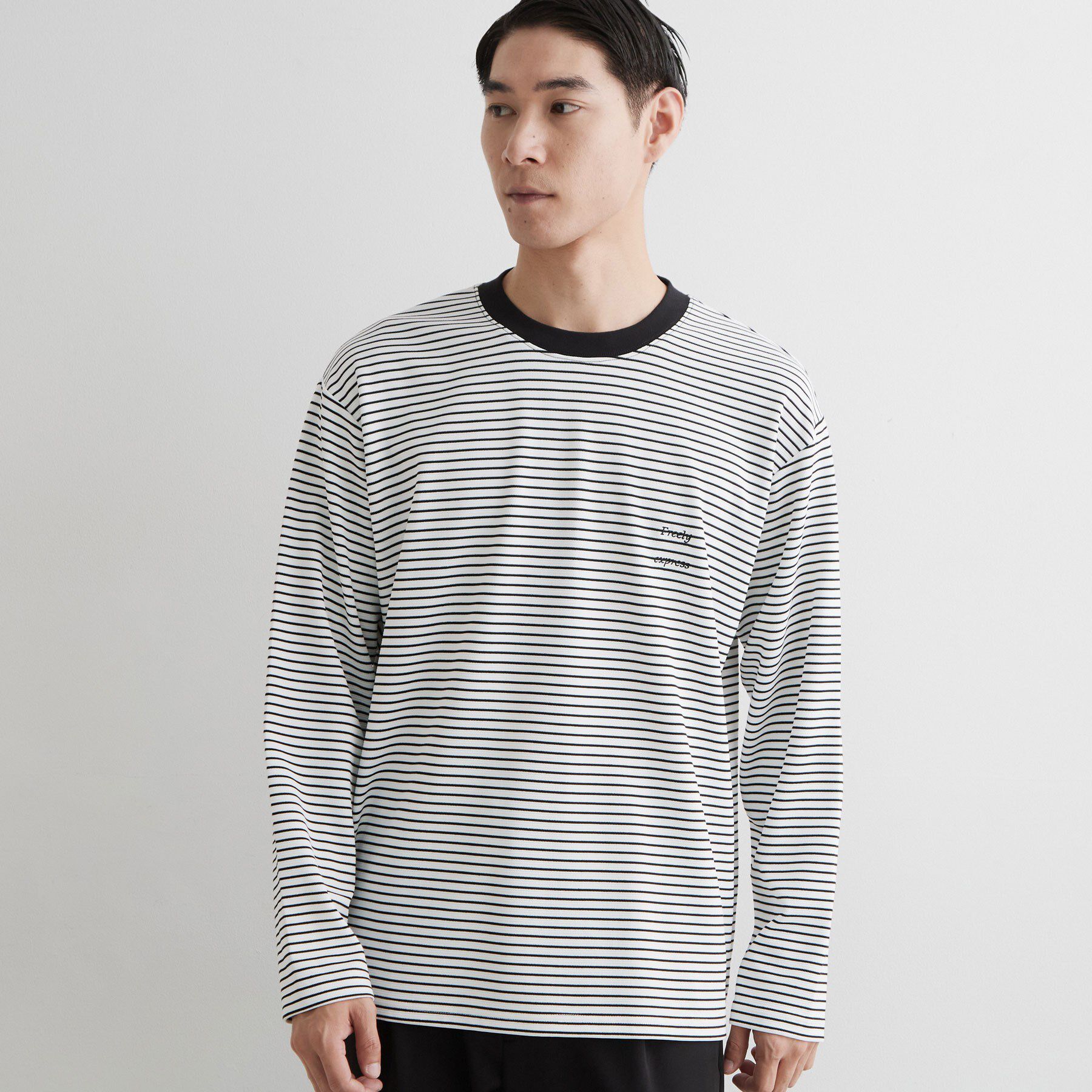 THE SHOP TK「【洗濯機OK】リップルボーダー長袖Tシャツ」|Tシャツ・カットソー|オフホワイト(303
