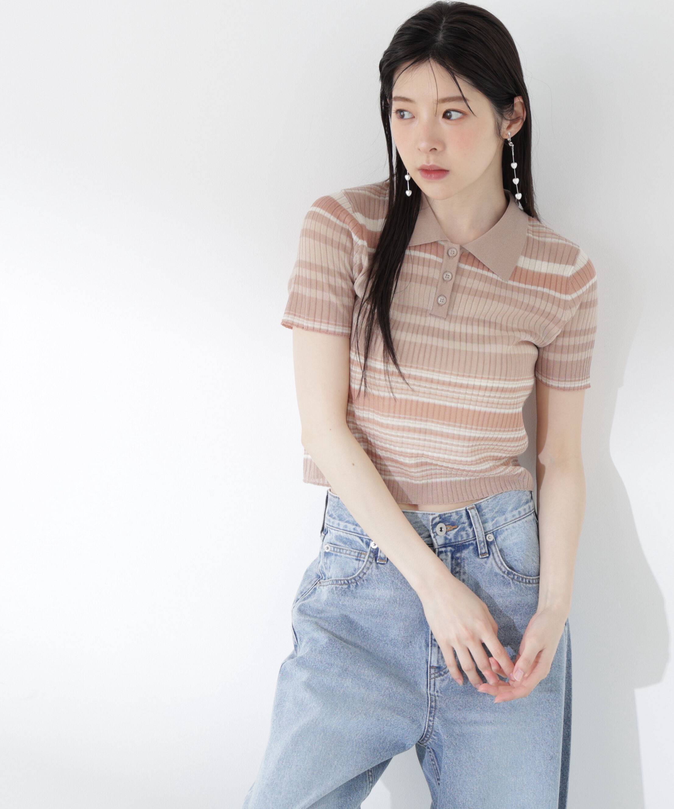 PROPORTION BODY DRESSING「〈a/mie〉ソフトシアーポロ衿ニットトップス26SS」|カーディガン|ブラウン