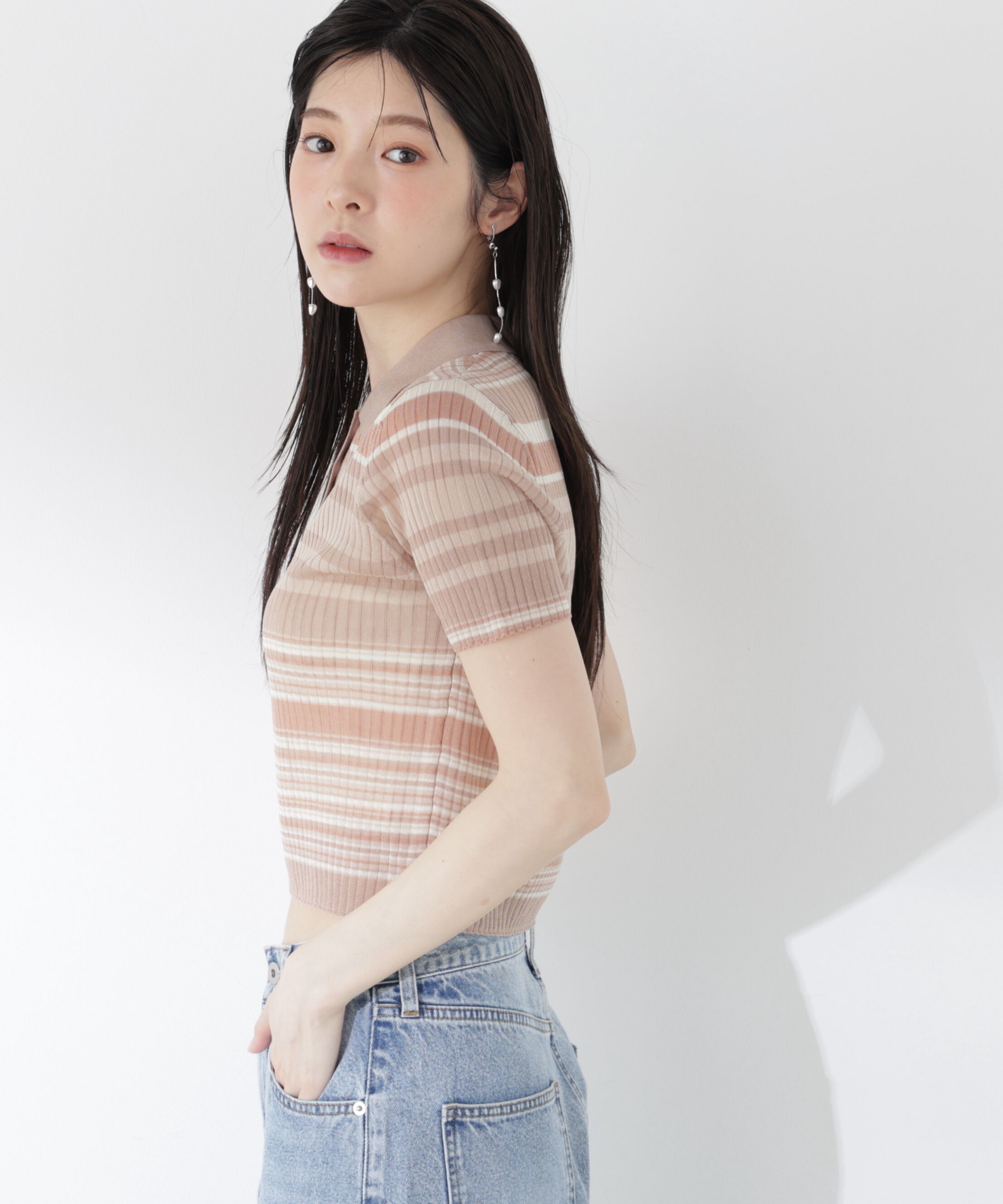 PROPORTION BODY DRESSING「〈a/mie〉ソフトシアーポロ衿ニットトップス26SS」|カーディガン|