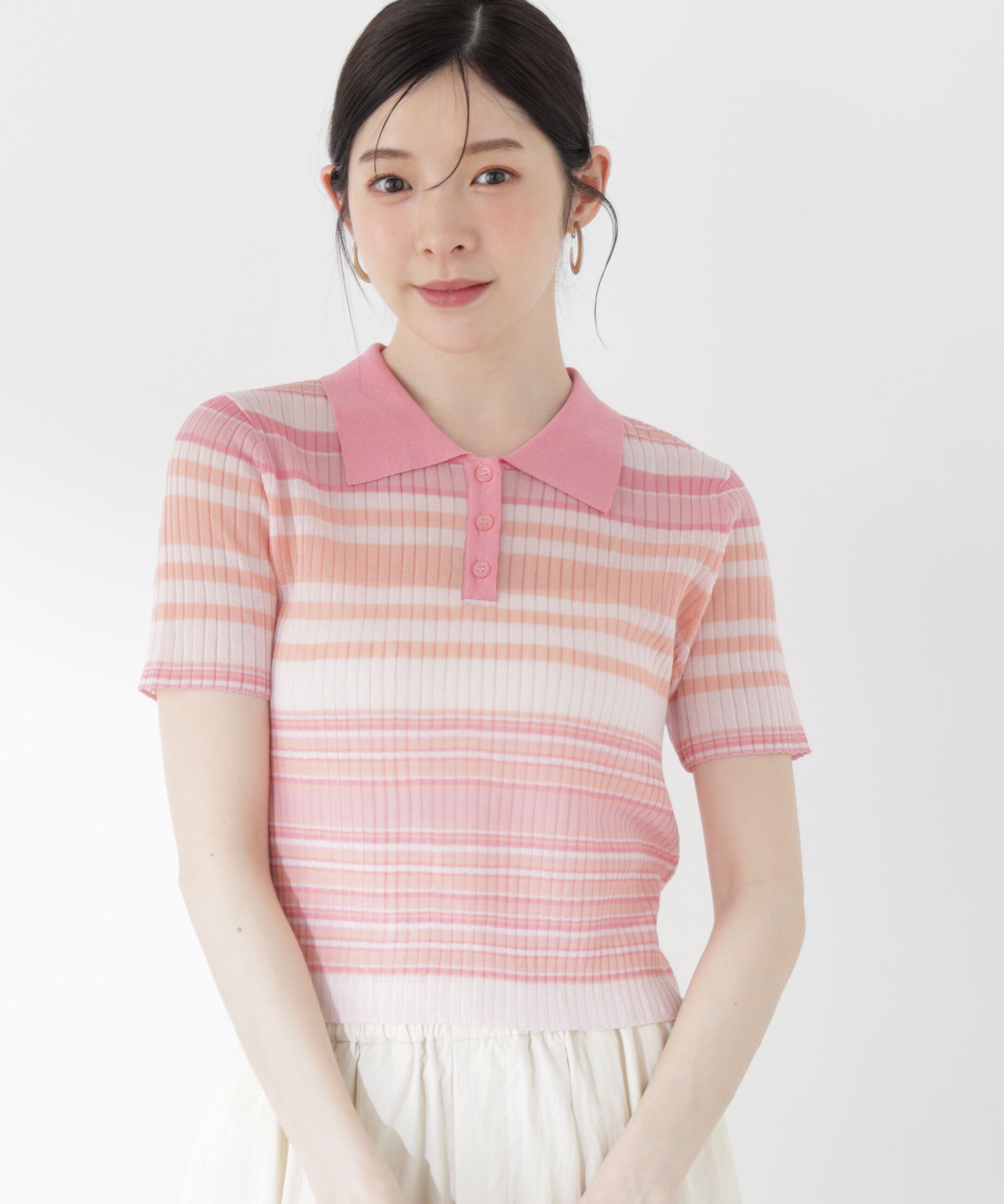 PROPORTION BODY DRESSING「〈a/mie〉ソフトシアーポロ衿ニットトップス26SS」|カーディガン|