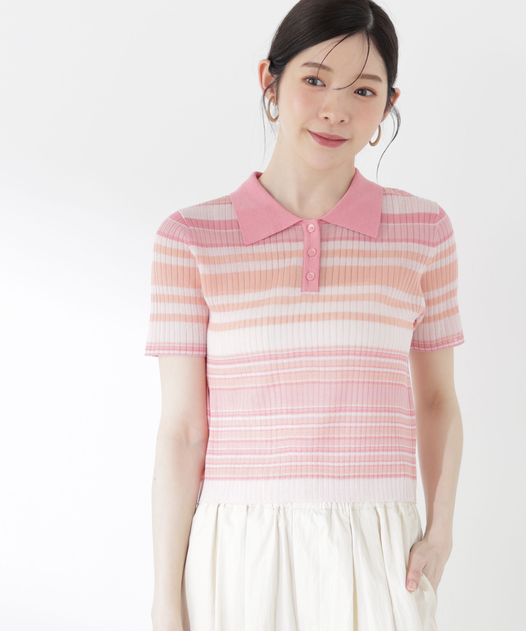 PROPORTION BODY DRESSING「〈a/mie〉ソフトシアーポロ衿ニットトップス26SS」|カーディガン|