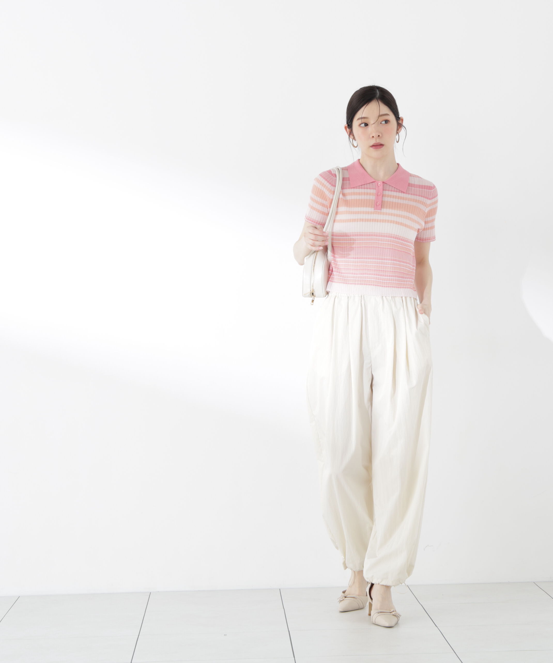 PROPORTION BODY DRESSING「〈a/mie〉ソフトシアーポロ衿ニットトップス26SS」|カーディガン|