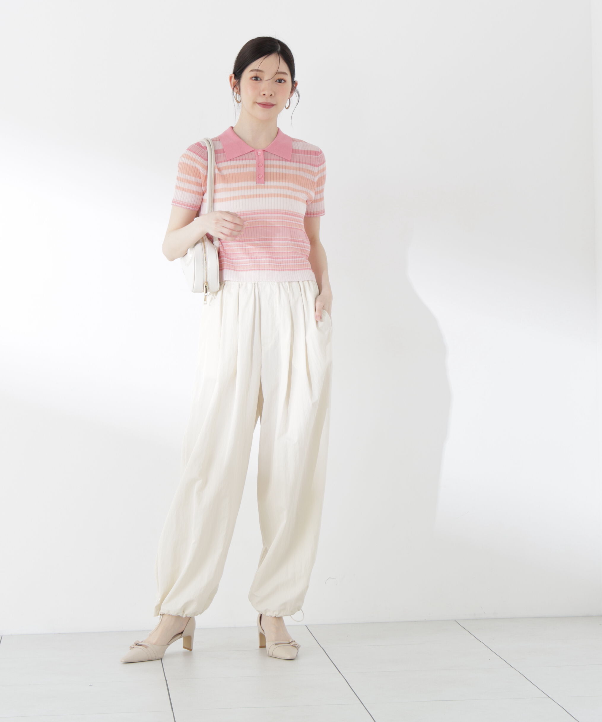 PROPORTION BODY DRESSING「〈a/mie〉ソフトシアーポロ衿ニットトップス26SS」|カーディガン|