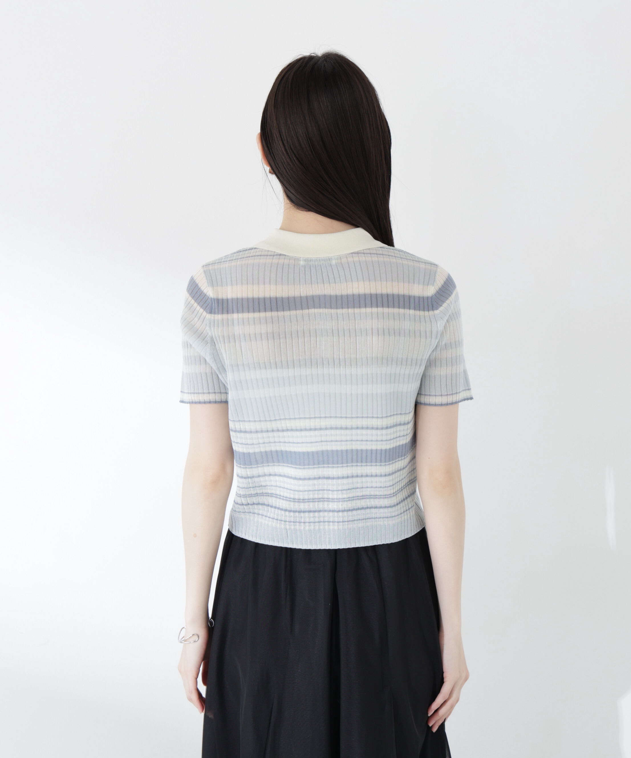 PROPORTION BODY DRESSING「〈a/mie〉ソフトシアーポロ衿ニットトップス26SS」|カーディガン|