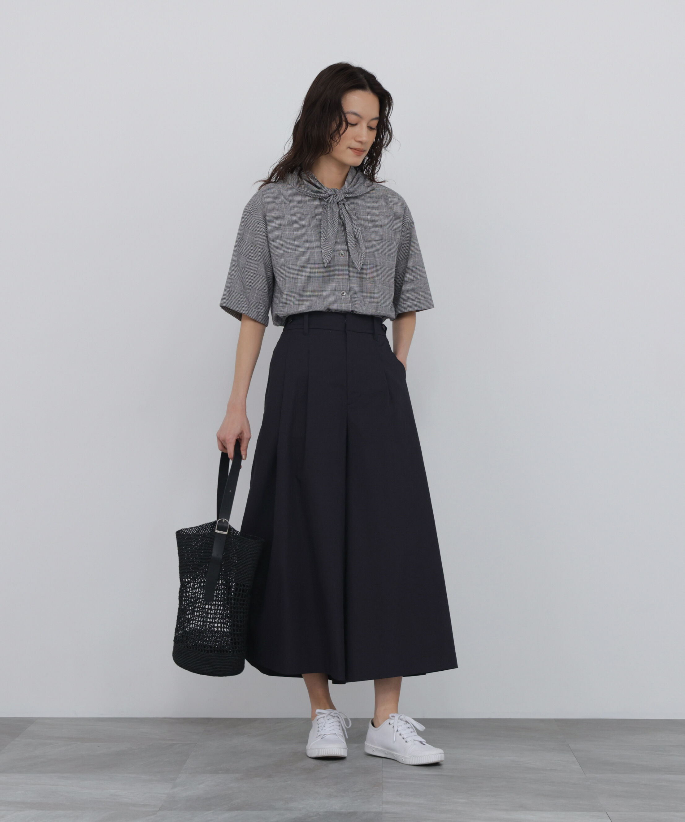  「麻混チェック三角巾シャツ」|シャツ・ブラウス|