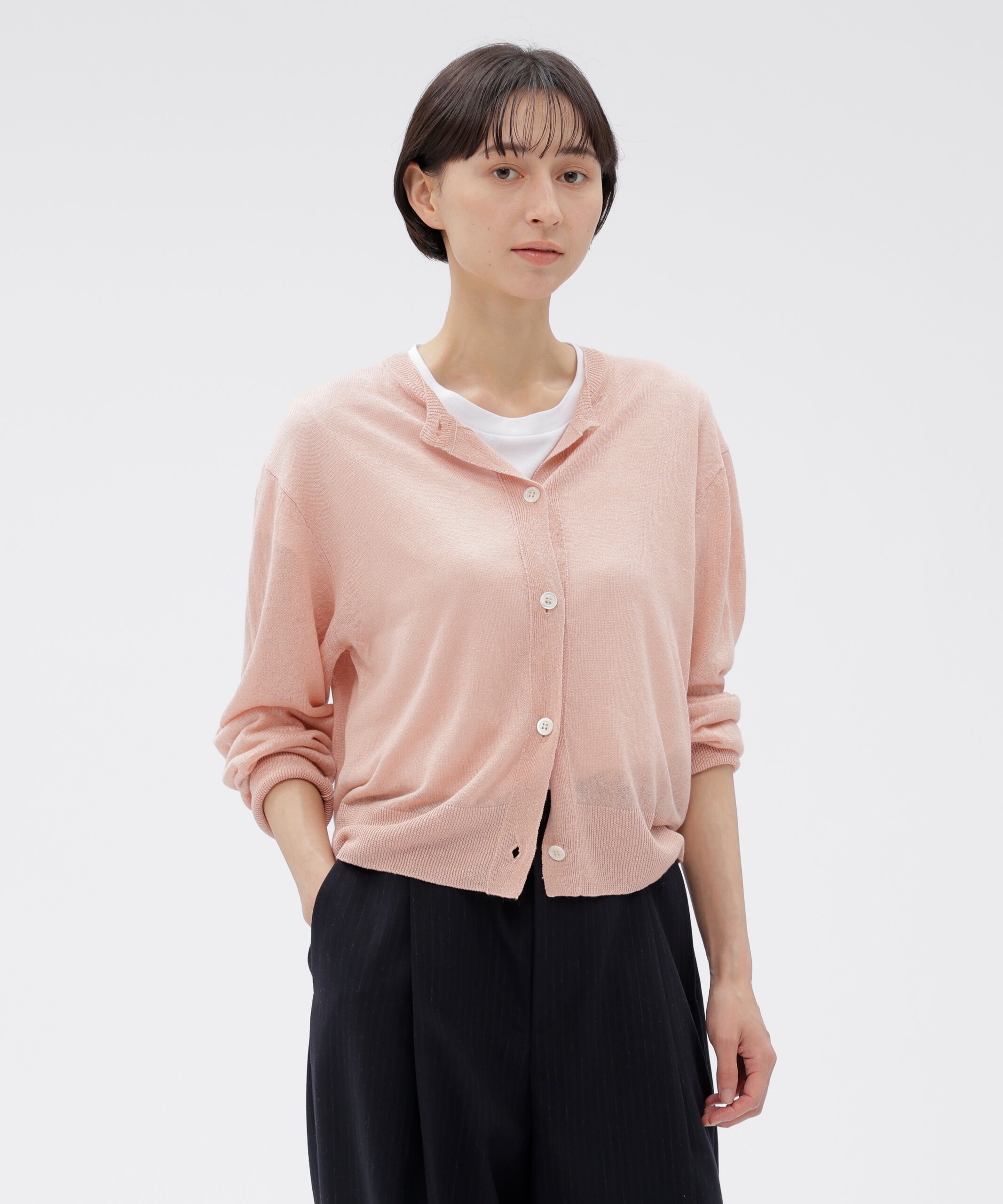  「FINE LINEN KNITWEAR」|カーディガン|PINK