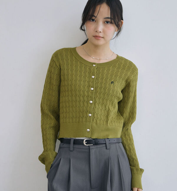 archives「【ＯＮかわ】金ボタンケーブルニットカーディガン」|カーディガン|GREEN