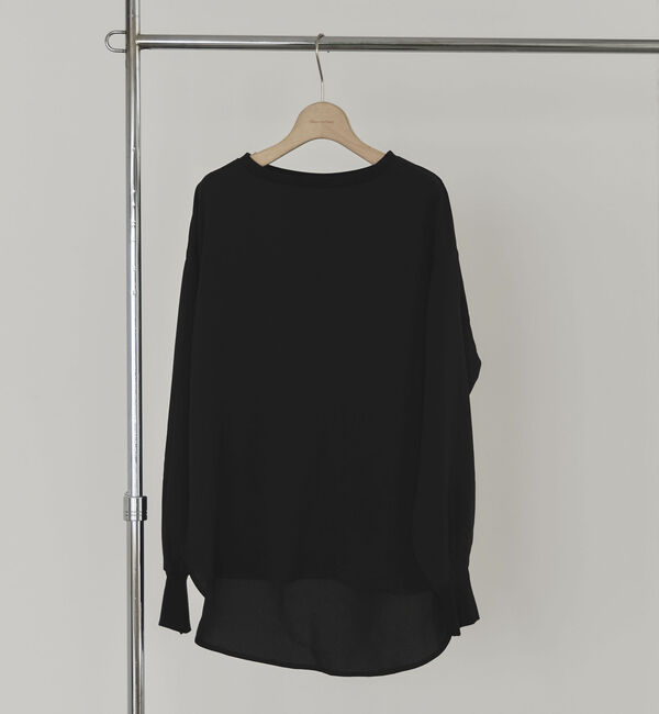 Doux archives「袖リブジョーゼットブラウス」|シャツ・ブラウス|BLACK