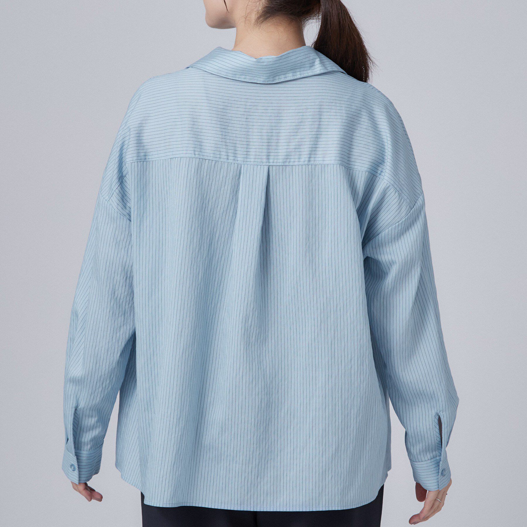 SHOO･LA･RUE「【洗濯機可】インせず決まるAライン ストライプスキッパーシャツ」|シャツ・ブラウス|