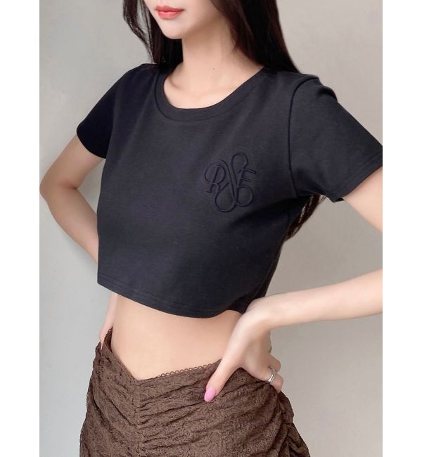 RESEXXY「エンボスロゴクロップドTシャツ」|Tシャツ・カットソー|ブラック