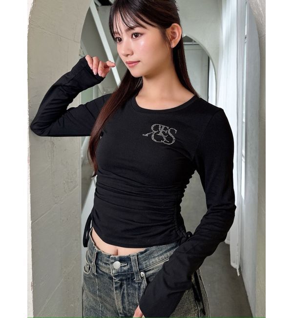 RESEXXY「【骨格ウェーブ向け】サイドドロストロングTシャツ」|Tシャツ・カットソー|ブラック