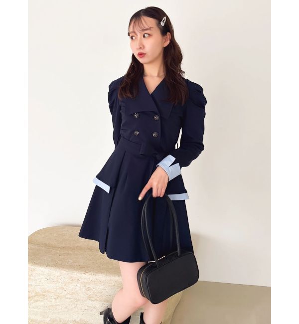 dazzlin「ビッグカラートレンチミニワンピース」|ワンピース|ネイビー