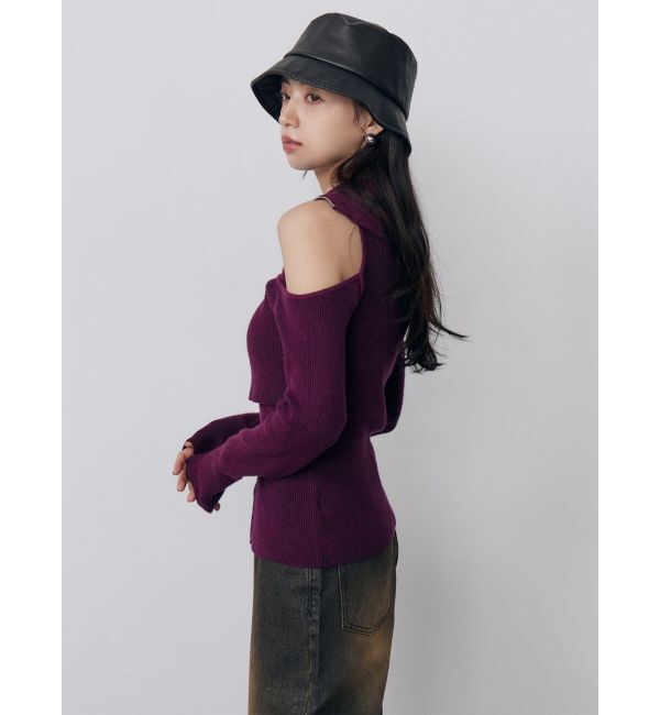 MURUA「オフショルレイヤードZIPニット」|ニット・セーター|
