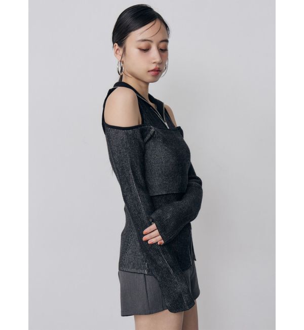 MURUA「オフショルレイヤードZIPニット」|ニット・セーター|