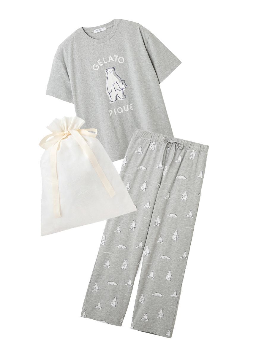 GELATO PIQUE HOMME「【ラッピング済み】【IFMC.】【HOMME】ワンポイントTシャツ&ロングパンツSET」|ルームウェア|GRY