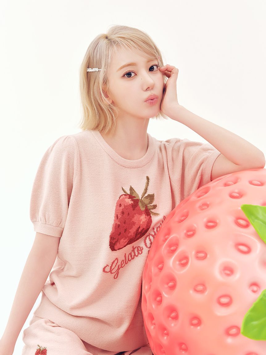 gelato pique「【ONLINE限定】エアリーモコストロベリージャガードプルオーバー&ショートパンツセット」|ルームウェア|
