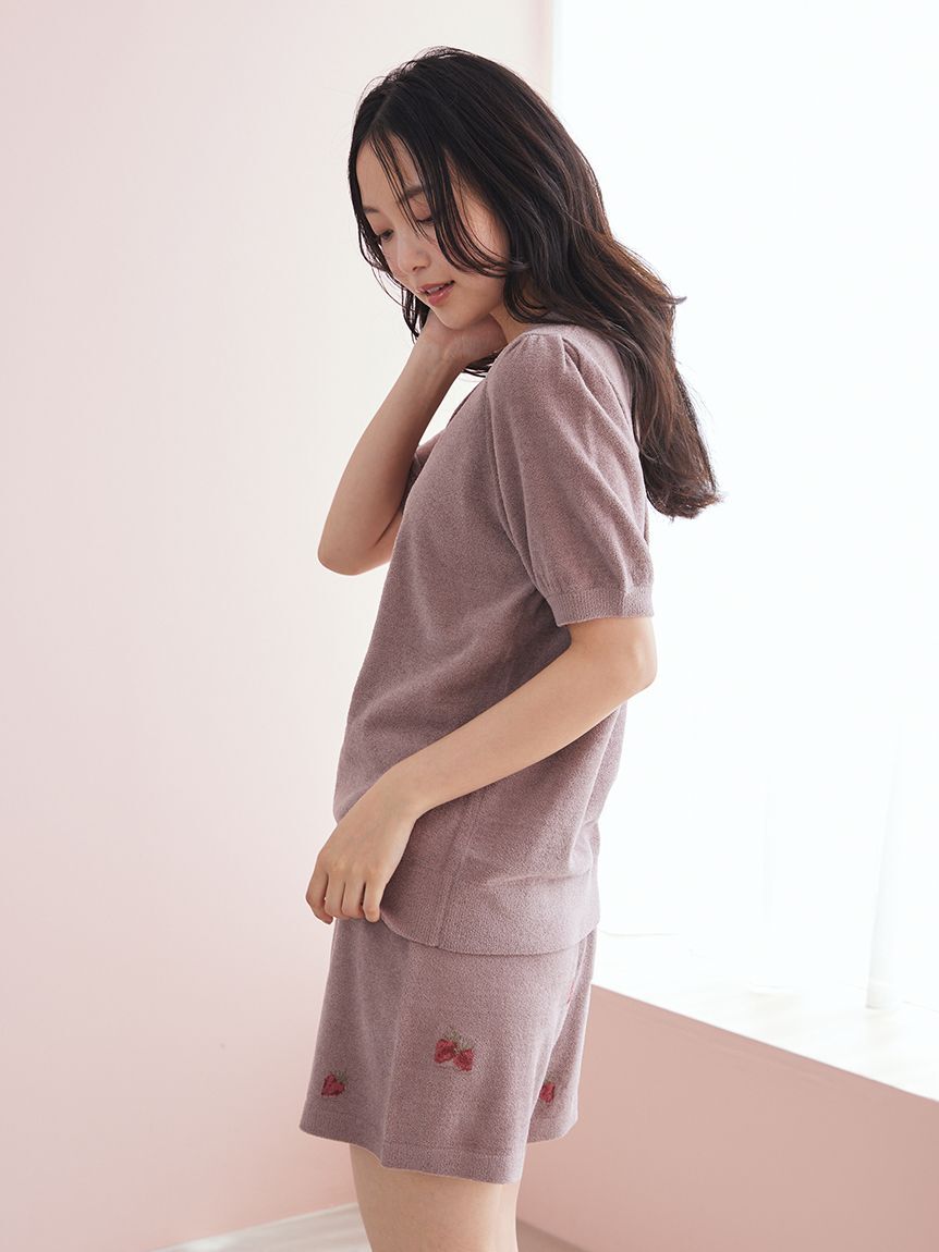 gelato pique「【ONLINE限定】エアリーモコストロベリージャガードプルオーバー&ショートパンツセット」|ルームウェア|