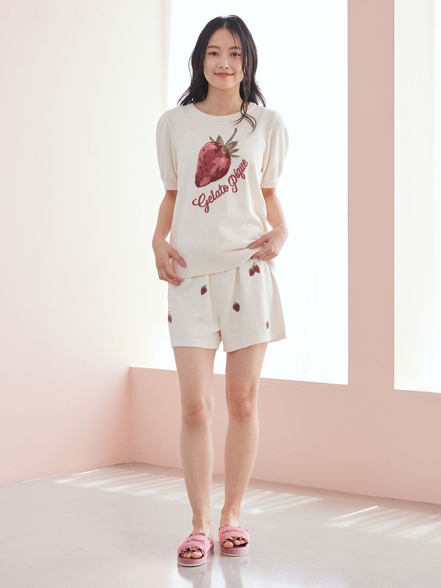 gelato pique「【ONLINE限定】エアリーモコストロベリージャガードプルオーバー&ショートパンツセット」|ルームウェア|
