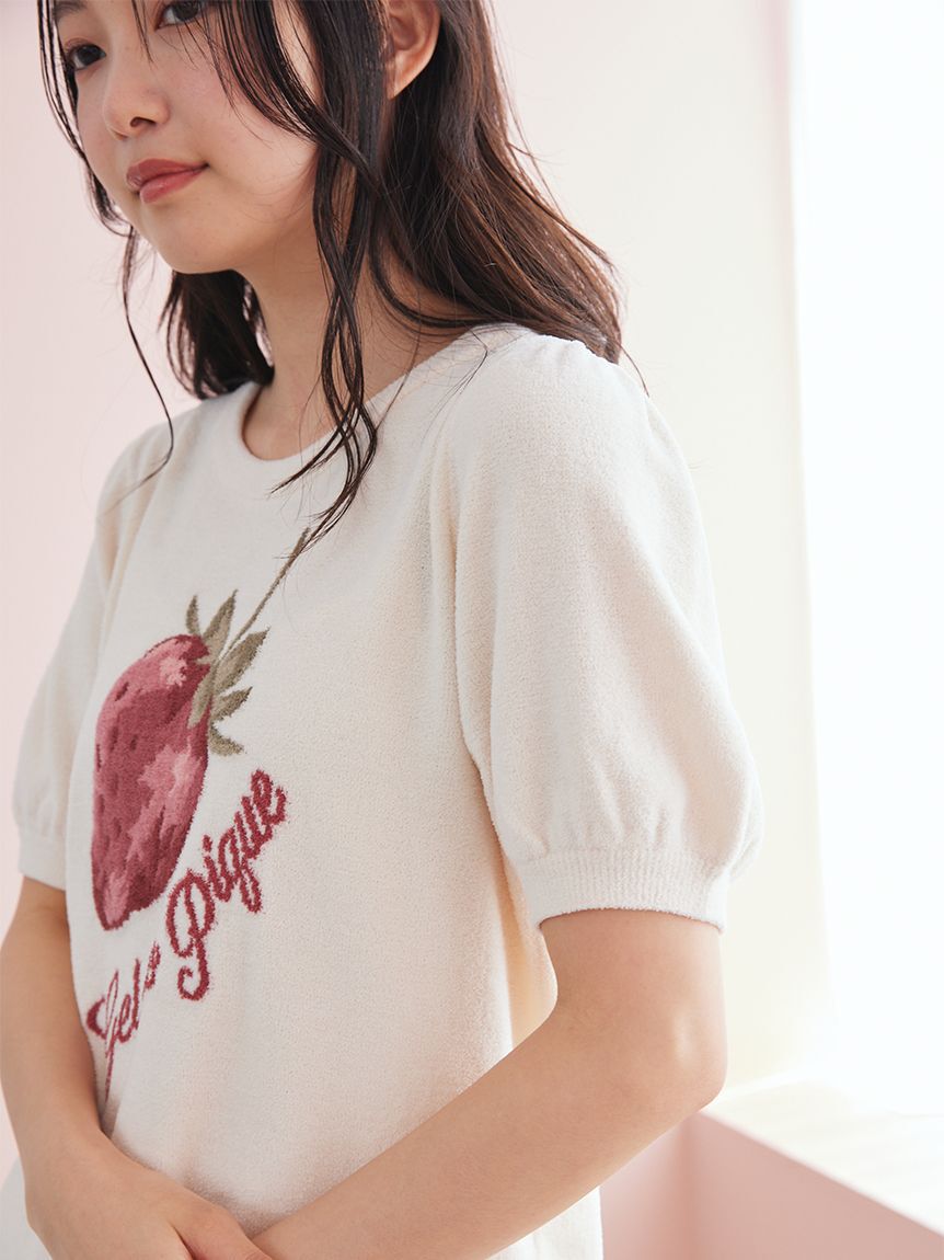 gelato pique「【ONLINE限定】エアリーモコストロベリージャガードプルオーバー&ショートパンツセット」|ルームウェア|