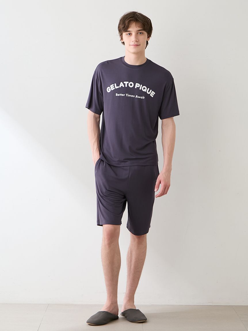 GELATO PIQUE HOMME「【HOMME】【接触冷感】カジュアルレーヨンロゴTシャツ&ハーフパンツセット」|ルームウェア|