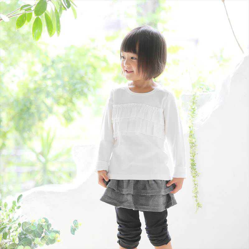 BACKYARD FAMILY「子供服 フォーマル 女の子 トップス 通販 Tシャツ 白 フリル ロンT 長袖 キッズ 子供」|その他|