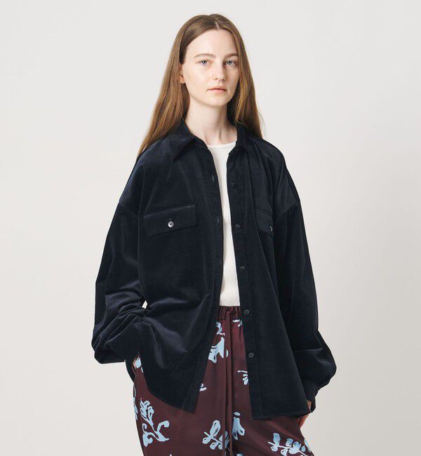 AEWEN MATOPH「＜AEWEN MATOPH＞コーデュロイ バイカラーシャツ」|シャツ・ブラウス|NAVY