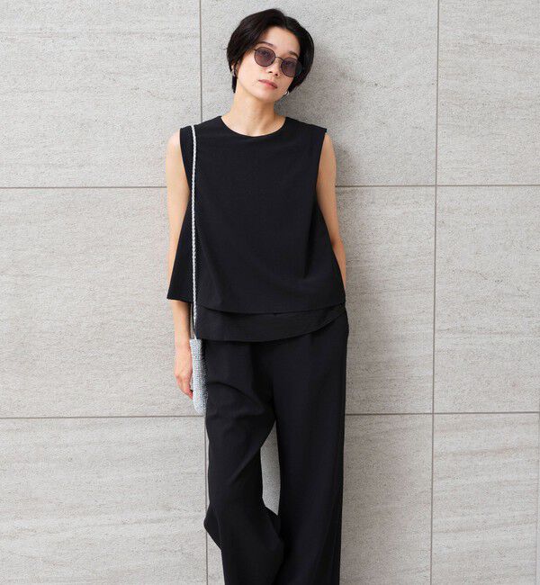 UNITED ARROWS green label relaxing「ダブルフレアオールインワン マシンウォッシャブル 通気性 ストレッチ」|オールインワン|BLACK