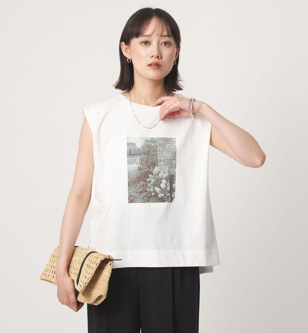 UNITED ARROWS green label relaxing「フォトプリント フレンチスリーブ Tシャツ 接触冷感」|Tシャツ・カットソー|