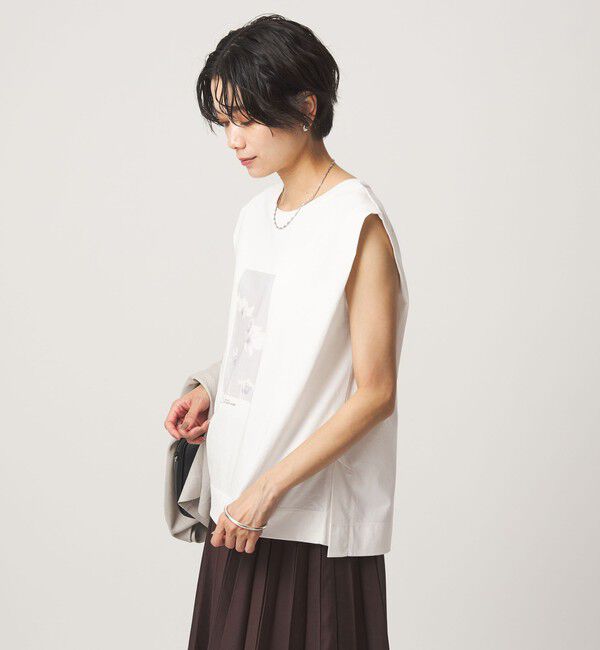 UNITED ARROWS green label relaxing「フォトプリント フレンチスリーブ Tシャツ 接触冷感」|Tシャツ・カットソー|