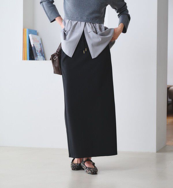 BEAUTY&YOUTH UNITED ARROWS「【WEB限定】ジャージー ドローコードスカート ウォッシャブル」|スカート|BLACK
