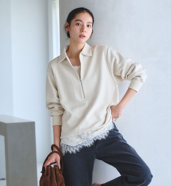 BEAUTY&YOUTH UNITED ARROWS「【WEB限定 Wardrobe DAILY MINIMAL】ダンボールジャージー ハーフジッププルオーバー」|Tシャツ・カットソー|