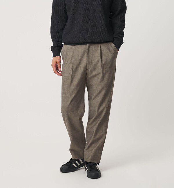 BEAUTY&YOUTH UNITED ARROWS「アルガン トロ 1プリーツ テーパード パンツ NO.7 タテヨコストレッチ」|チノ|BEIGE