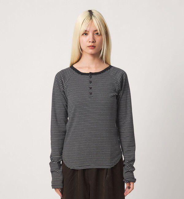 BEAUTY&YOUTH UNITED ARROWS「【別注】＜Healthknit＞ボーダー ヘンリーネック プルオーバー」|Tシャツ・カットソー|
